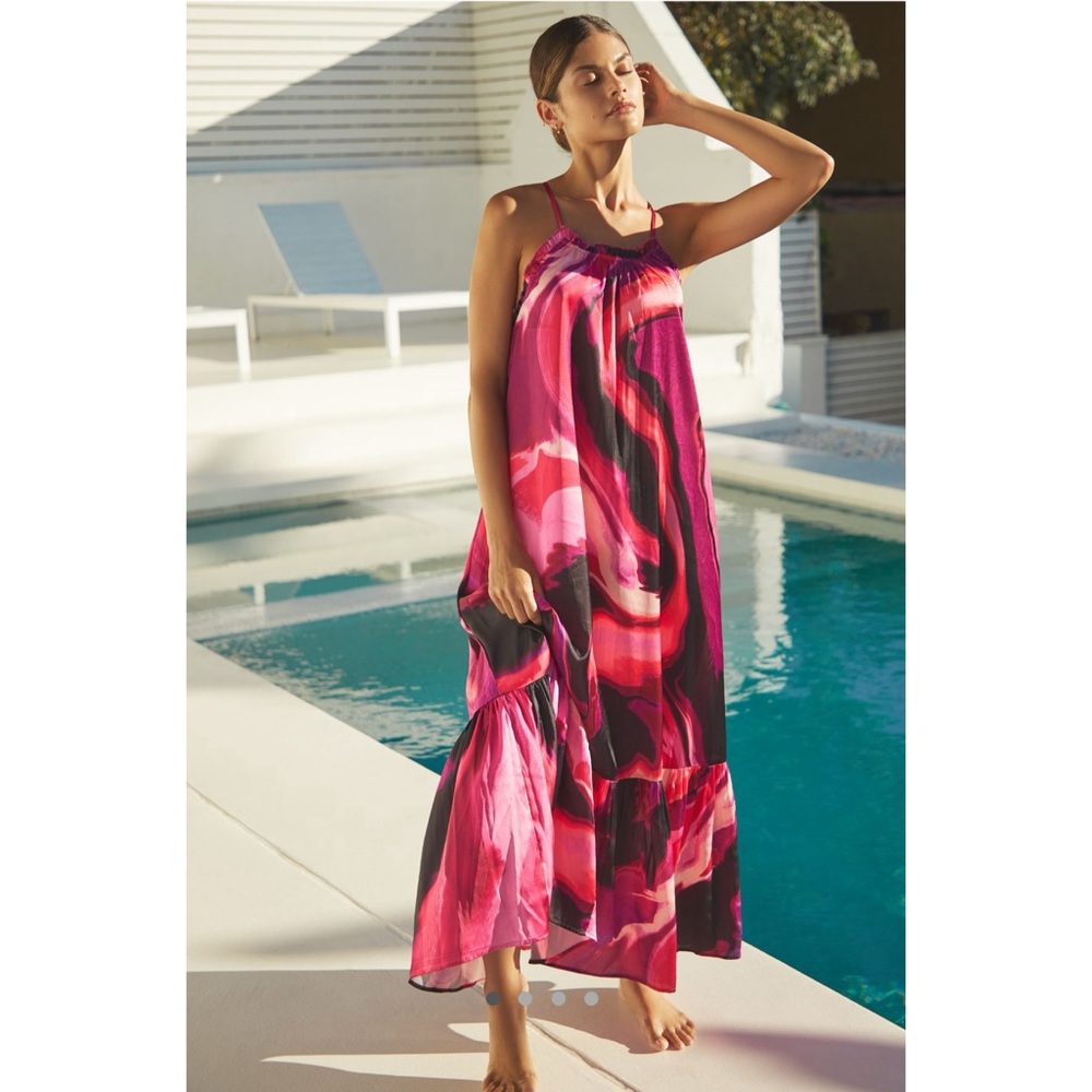 NWT Anthropologie Halter Open-Back Midi Dress
